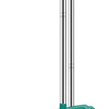 Broom and Dustpan Set with Long Handle, Large Upright Brooms and Dust Pans, Self-Cleaning Dustpan Teeth for Lobby Kitchen Office Restaurant,Green