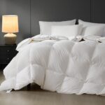 Down Comforter,Medium Weight All-Season Duvet Insert with 8 Loops,Luxury Noiseless Bedding Comforter,White,90"x90"