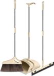 Broom Set Easy Cleaning Broom and Dustpan Set Closable Dustpan Set Upright Long-Handled Dustpan and Brush Broom Three-Piece Suit for Indoor Outdoor Sweeping