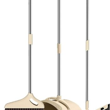 Broom Set Easy Cleaning Broom and Dustpan Set Closable Dustpan Set Upright Long-Handled Dustpan and Brush Broom Three-Piece Suit for Indoor Outdoor Sweeping