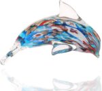 Glass Dolphin Figurine Handmade Blown Sea Animal Sculpture Statue Paperweight Gift Collectible Home Desk Decoration Ornaments (Murano)