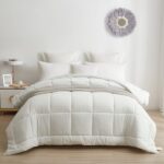 All-Season Down Alternative Comforter | Super King Plus 120 x 120 Size 1 - Piece | Microfiber Quilt Duvet Insert with 8 Corner Tabs, Ultra Soft Lightweight & Fluffy | White