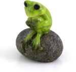 1.75-Inch Miniature Fairy Garden and Terrarium Cute Frog on Stone, Mini