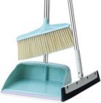 Broom and Dustpan Set for Home, Lightweight Upright Lobby Broom and Dust Pan Combo with Long Handle Outdoor Indoor for Kitchen Room Office