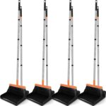 Broom and Dustpan Set, 4 Pack, 52" Long Handle Adjustable Broom with Dustpan Combo Set for Home Office Kitchen Garage Floor Cleaning