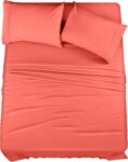 Queen Bed Sheets Set - 4 Piece Bedding - Brushed Microfiber - Shrinkage and Fade Resistant - Easy Care (Queen, Coral)