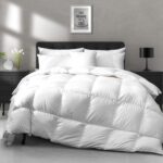 Luxury All Season Down Feather Fibers Comforter Full/ Duvet Insert - 100% Organic Cotton, High Fill Power Medium Warmth, (Ivory White, 90X90)