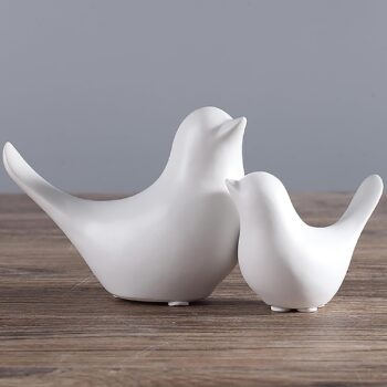 Small Animal Statues Home Decor Modern Style White Decorative Ornaments for Living Room, Bedroom, Office Desktop, Cabinets