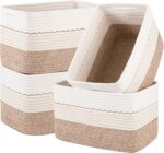 Brown and White Cotton Rope Storage Basket