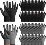 Safety Work Gloves Rubber Coated Knit Nylon Working Gloves Bulk for Men Women Gardening, 2 Colors, 9.1"