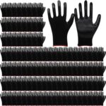 72 Pairs Gardening Work Gloves Bulk Rubber Coated Gloves for Men Women Large Gardening Gloves Black Construction Gloves Garden Multipack Safety Work Glove for Outdoor Work,144 Count