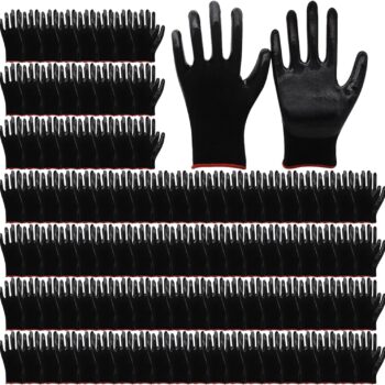 72 Pairs Gardening Work Gloves Bulk Rubber Coated Gloves for Men Women Large Gardening Gloves Black Construction Gloves Garden Multipack Safety Work Glove for Outdoor Work,144 Count
