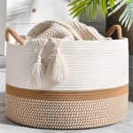Large Cotton Rope Blanket Basket - Baby Laundry Basket and Toy Box