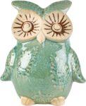 Green Owl Ceramic Figurine, 6.1x5.12x7.01 Inch