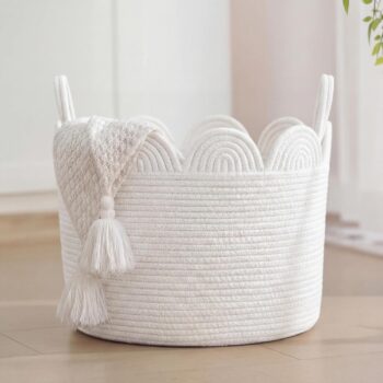 Scallop-edge Round Cotton Rope Storage Basket